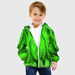Куртка с капюшоном детская Зеленая абстрактная текстура, цвет: 3D-белый — фото 2