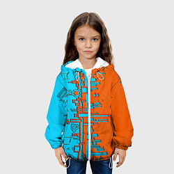 Куртка с капюшоном детская Кибер-глитч морозный апельсин, цвет: 3D-белый — фото 2