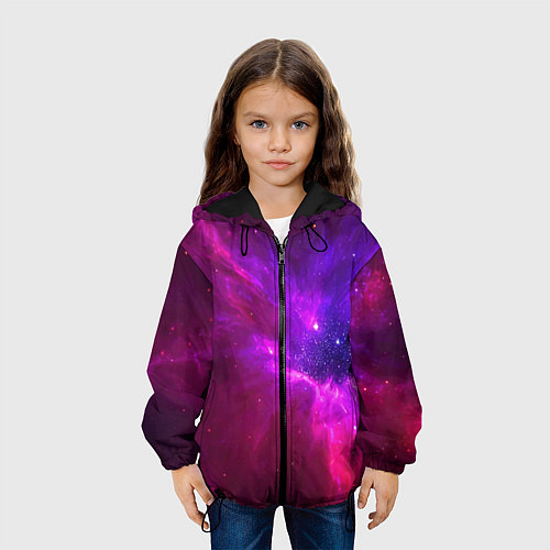 Детская куртка Бескрайнее космическое пространство - галактика / 3D-Черный – фото 3