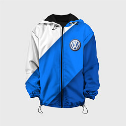 Куртка с капюшоном детская Volkswagen - голубые линии, цвет: 3D-черный