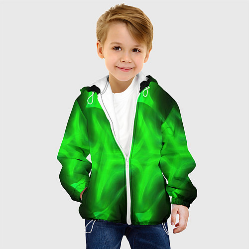 Детская куртка Black green abstract / 3D-Белый – фото 4