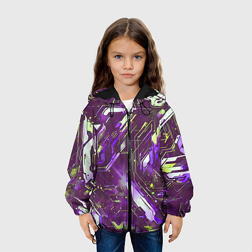 Детская куртка Космические кибер схемы фиолетовые / 3D-Черный – фото 3