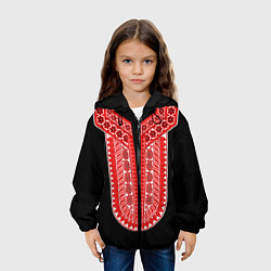Куртка с капюшоном детская Красный орнамент в руском стиле, цвет: 3D-черный — фото 2