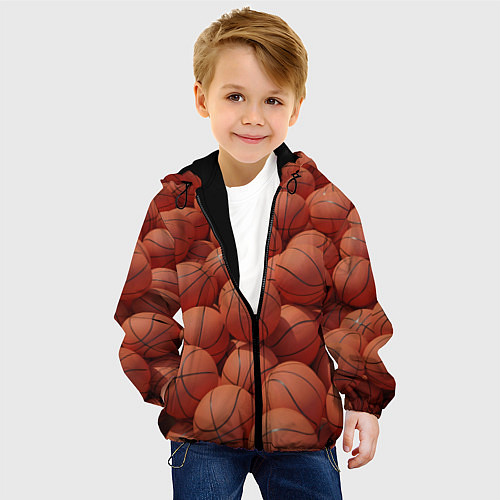 Детская куртка Узор с баскетбольными мячами / 3D-Черный – фото 4
