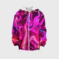 Куртка с капюшоном детская Pink neon abstract, цвет: 3D-белый