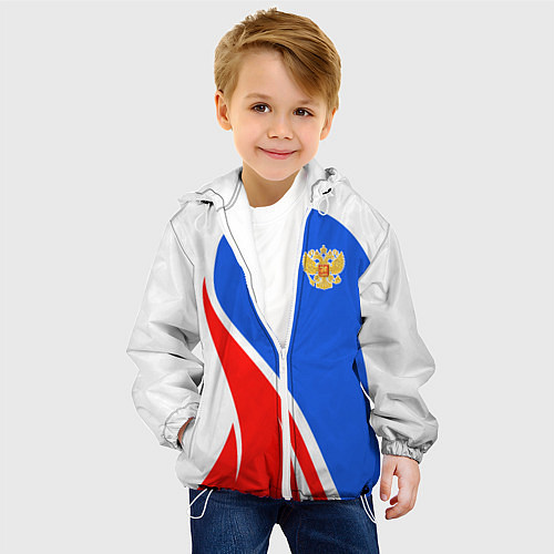 Детская куртка Герб РФ - white sport / 3D-Белый – фото 4