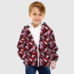 Куртка с капюшоном детская Рубиновый паттерн, цвет: 3D-белый — фото 2