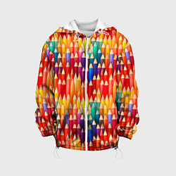 Куртка с капюшоном детская Цветные карандаши, цвет: 3D-белый