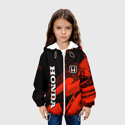 Куртка с капюшоном детская Honda - красная абстракция, цвет: 3D-белый — фото 2