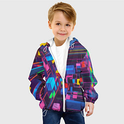 Куртка с капюшоном детская Пространство с кубами, цвет: 3D-белый — фото 2