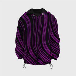 Куртка с капюшоном детская Абстракция фиолетовые линии, цвет: 3D-черный