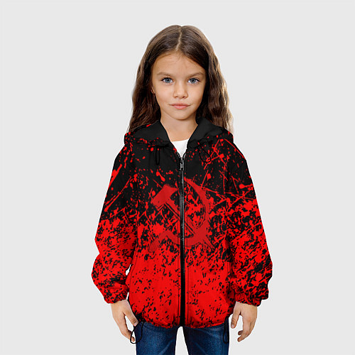 Детская куртка Ссср в красках серп и молот / 3D-Черный – фото 3