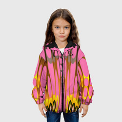 Куртка с капюшоном детская Розовый бабочкин мотив, цвет: 3D-черный — фото 2