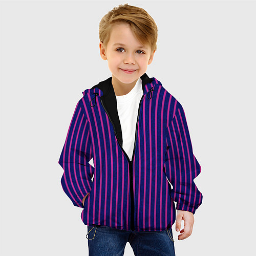 Детская куртка Фиолетовый полосатый / 3D-Черный – фото 4