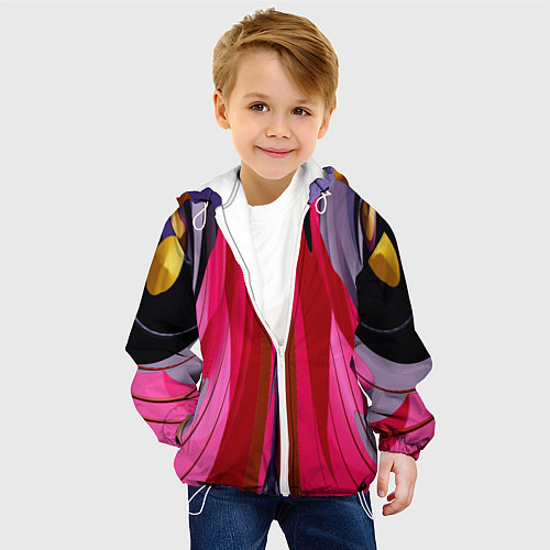 Детская куртка Сине-малиновый узор / 3D-Белый – фото 4