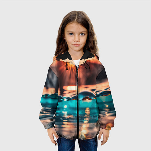Детская куртка Поверхность воды на закате макро / 3D-Черный – фото 3