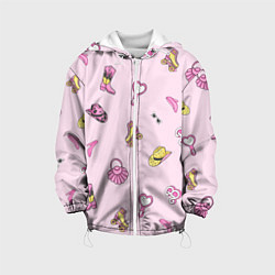 Куртка с капюшоном детская Барби аксессуары - розовый паттерн, цвет: 3D-белый