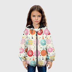 Куртка с капюшоном детская Разноцветные новогодние шары, цвет: 3D-черный — фото 2