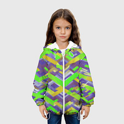 Куртка с капюшоном детская Зелёные ретро стрелки, цвет: 3D-белый — фото 2