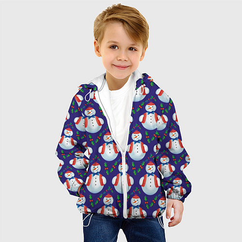 Детская куртка Милые снеговики - зимний узор / 3D-Белый – фото 4