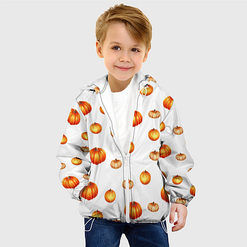 Детская куртка Оранжевые тыквы - паттерн / 3D-Белый – фото 4