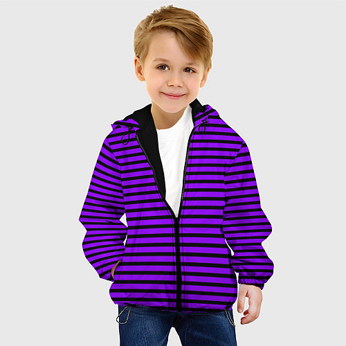 Детская куртка Фиолетовый в чёрную полоску / 3D-Черный – фото 4