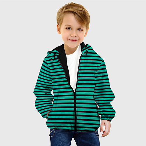 Детская куртка Зелёный в чёрную полоску / 3D-Черный – фото 4