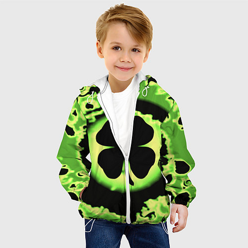Детская куртка Черный клевер кислотный / 3D-Белый – фото 4