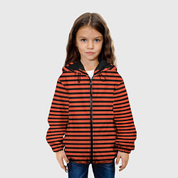 Куртка с капюшоном детская Полосатый красно-оранжевый и чёрный, цвет: 3D-черный — фото 2
