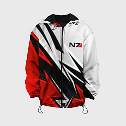 Куртка с капюшоном детская N7 mass effect - white and red, цвет: 3D-черный