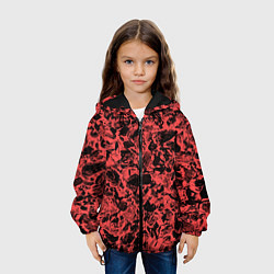 Куртка с капюшоном детская Каменная текстура коралловый, цвет: 3D-черный — фото 2