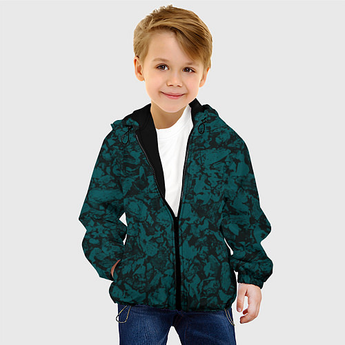 Детская куртка Текстура каменная тёмно-зелёный / 3D-Черный – фото 4