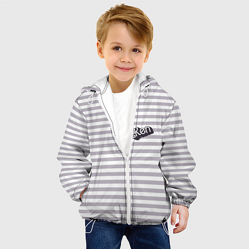 Детская куртка Кен - серые и белые полосы / 3D-Белый – фото 4
