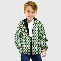 Куртка с капюшоном детская Белые ромашки на тёмно-зелёном, цвет: 3D-черный — фото 2