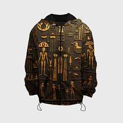 Куртка с капюшоном детская Арт в стиле египетских письмен, цвет: 3D-черный