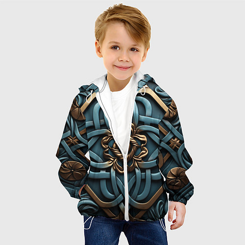 Детская куртка Симметричный орнамент в кельтской стилистике / 3D-Белый – фото 4
