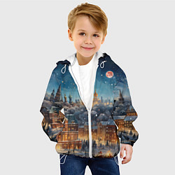 Куртка с капюшоном детская Ночной новогодний город, цвет: 3D-белый — фото 2