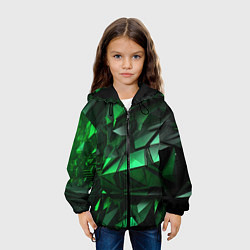 Куртка с капюшоном детская Green abstract, цвет: 3D-черный — фото 2