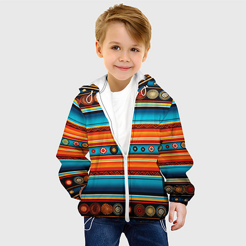 Детская куртка Этнический узор в горизонтальную полоску / 3D-Белый – фото 4
