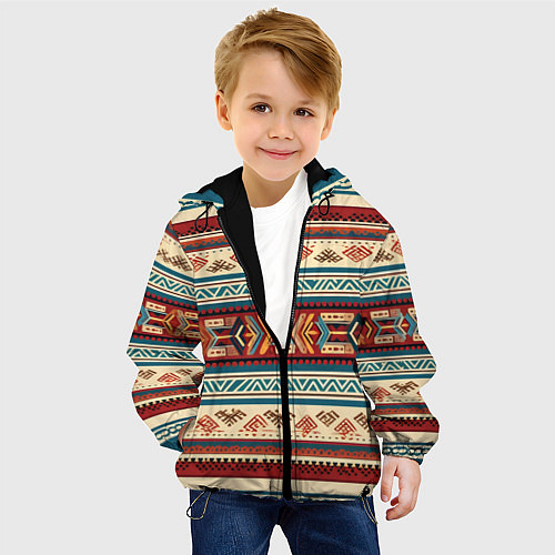 Детская куртка Этнический паттерн в горизонтальную полоску / 3D-Черный – фото 4
