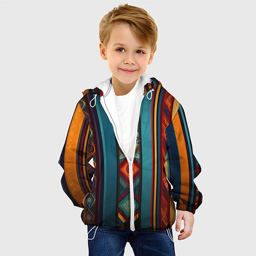Детская куртка Этнический орнамент в вертикальную полоску / 3D-Белый – фото 4