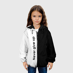 Куртка с капюшоном детская Never give up мотивация, цвет: 3D-черный — фото 2