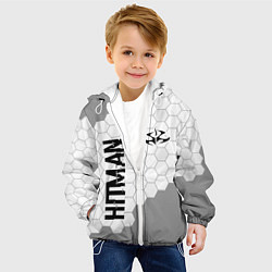 Куртка с капюшоном детская Hitman glitch на светлом фоне вертикально, цвет: 3D-белый — фото 2