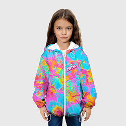 Куртка с капюшоном детская Барбм - цветочный абстрактный паттерн - тай-дай, цвет: 3D-белый — фото 2