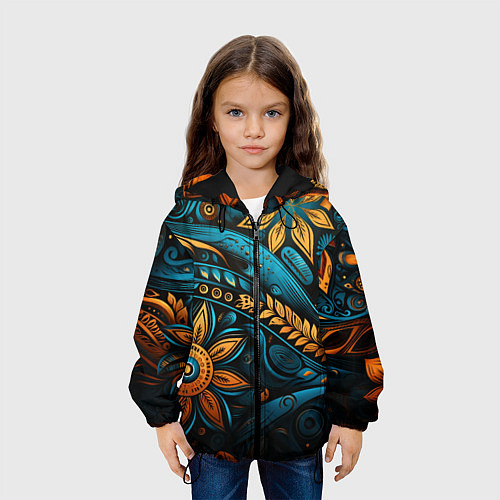 Детская куртка Узор с растительными элементами / 3D-Черный – фото 3