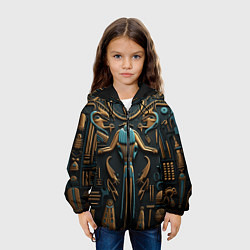 Куртка с капюшоном детская Орнамент в стиле египетской иероглифики, цвет: 3D-черный — фото 2
