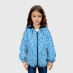Куртка с капюшоном детская Белые узоры на синем фоне, цвет: 3D-черный — фото 2