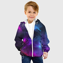 Куртка с капюшоном детская Бескрайний космос фиолетовый, цвет: 3D-белый — фото 2