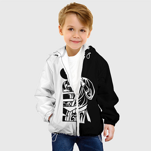 Детская куртка Kudo черно-белое / 3D-Белый – фото 4
