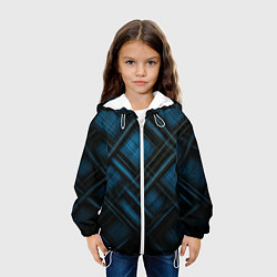 Куртка с капюшоном детская Тёмно-синяя шотландская клетка, цвет: 3D-белый — фото 2